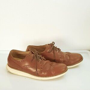 Cole Haan Grand Os Wingtip Oxfords 8.5 Mens Brown Leather Shoes